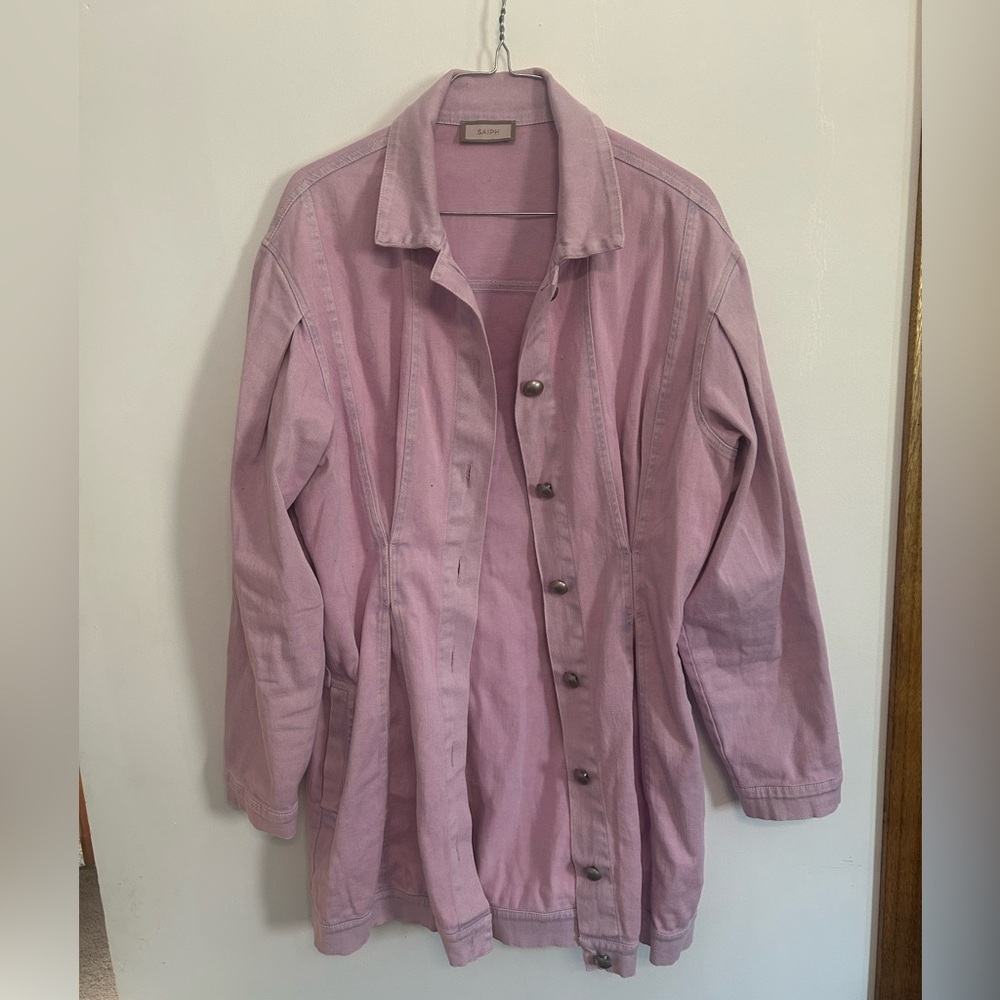 Pink Jean Jacket With Shaping Waist